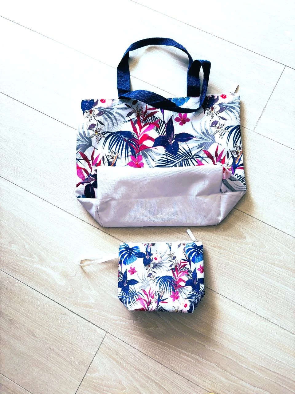 Waterproof beach bag + cooler bag – tropical print – zipper – single compartment – photo 7